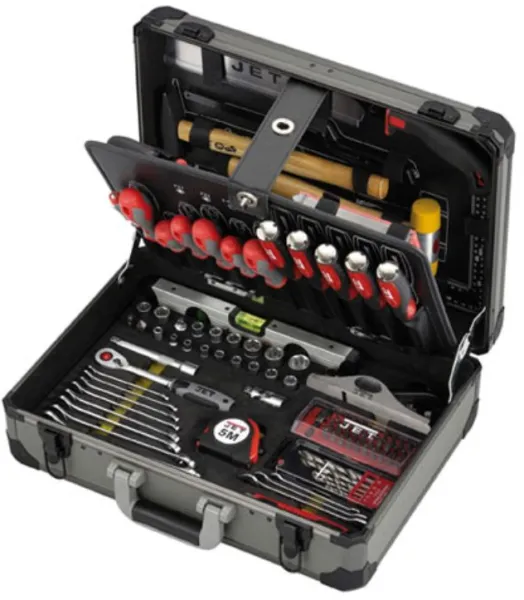 JET Aluminium Verktygslåda 118 st. 1/4" + 1/2"