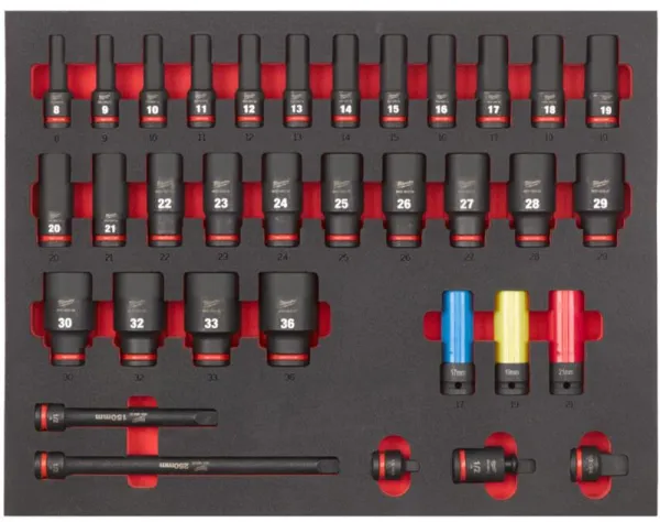Milwaukee Slagsockelsats i skum 1/2 tum 34-delar